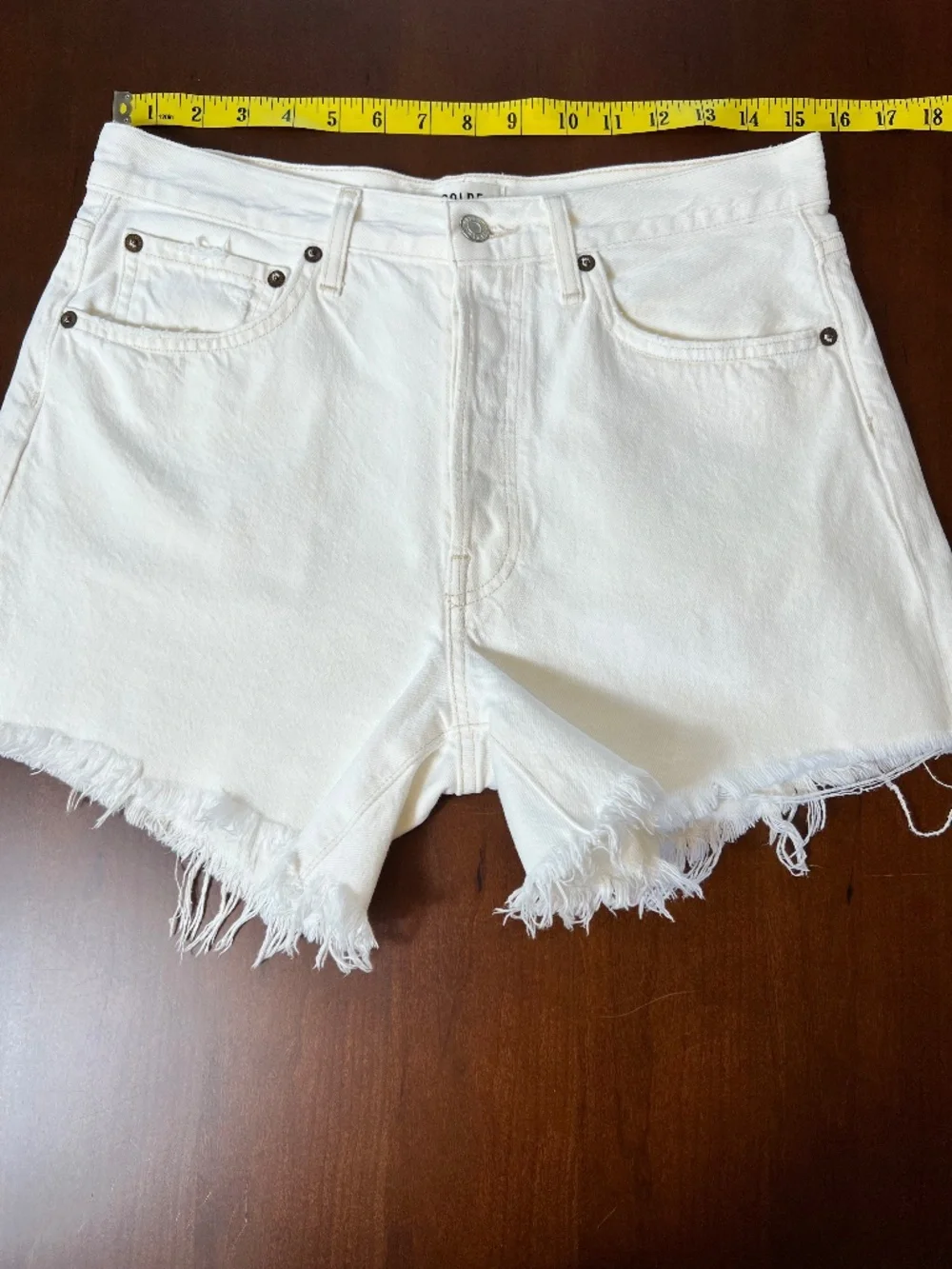 Agolde Parker Long Distressed Denim Cut-Off Shorts